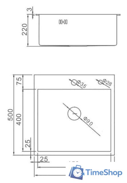 Кухонная мойка Wisent WGS35050 - Изображение №2 — Интернет-магазин Time-Shop