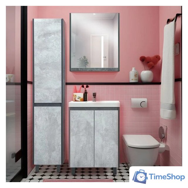  Doratiz Шкаф с зеркалом Крит 60 L 2711.168 (серый) - Изображение №7 — Интернет-магазин Time-Shop