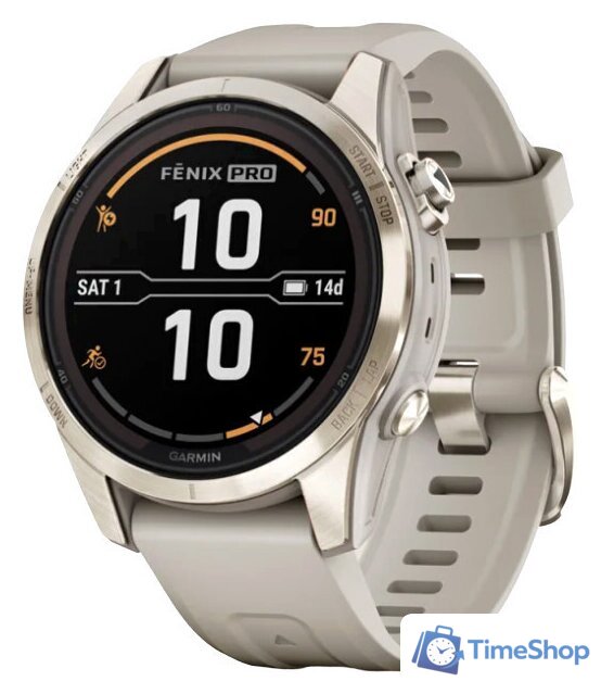 Умные часы Garmin Fenix 7S Pro Sapphire Solar (мягкое золото/песок) - Изображение №1 — Интернет-магазин Time-Shop