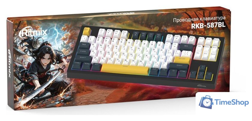 Клавиатура Ritmix RKB-587BL (черный/белый) - Изображение №4 — Интернет-магазин Time-Shop