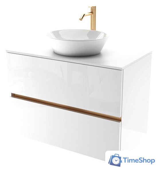  ЗОВ Тумба под умывальник Лира 100 L100MW0MWGVG-KP13W (белый/белый глянец) - Изображение №1 — Интернет-магазин Time-Shop