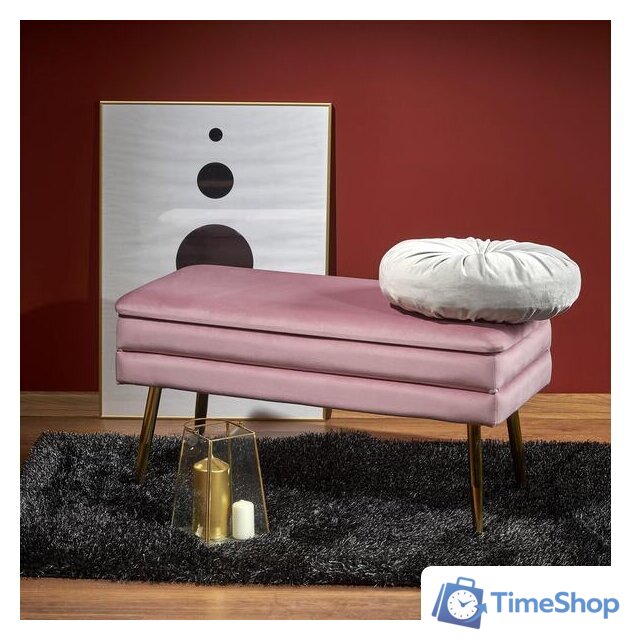 Пуфик Halmar Velva (розовый/золотой) - Изображение №8 — Интернет-магазин Time-Shop