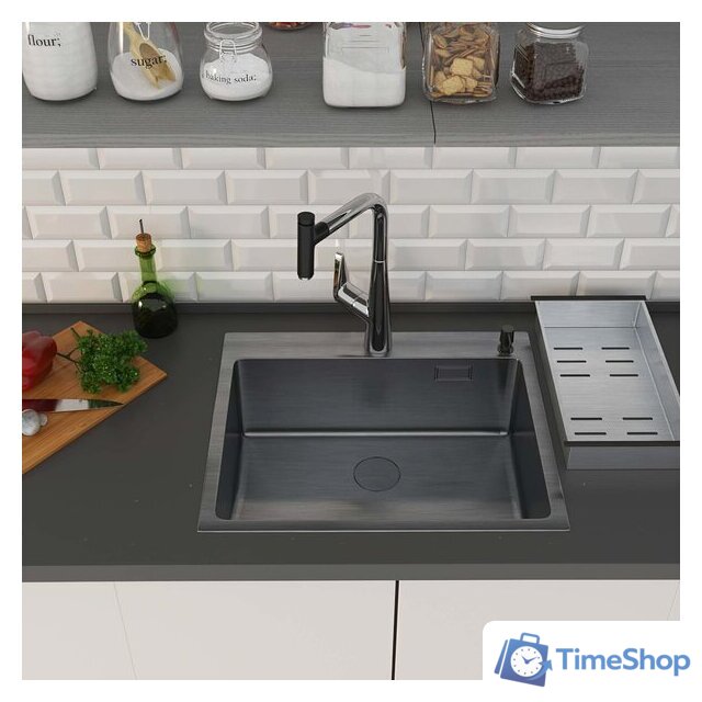 Кухонная мойка Roxen Simple 560220-60B PVD графит (с коландером и дозатором) - Изображение №3 — Интернет-магазин Time-Shop