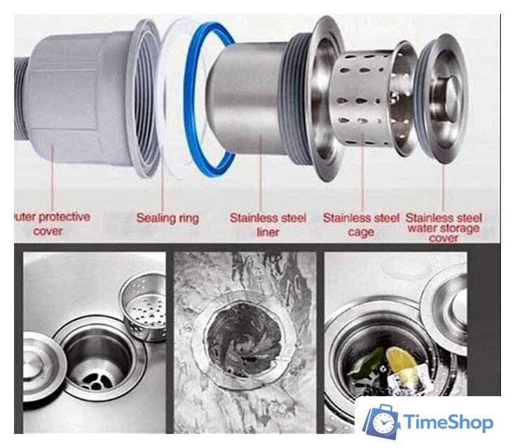 Кухонная мойка Roxen Simple 560220-60B PVD графит (с коландером и дозатором) - Изображение №8 — Интернет-магазин Time-Shop