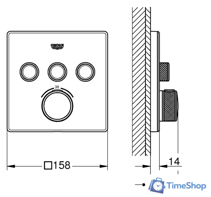 Смеситель без скрытого механизма Grohe Grohtherm SmartControl 29157LS0 - Изображение №5 — Интернет-магазин Time-Shop