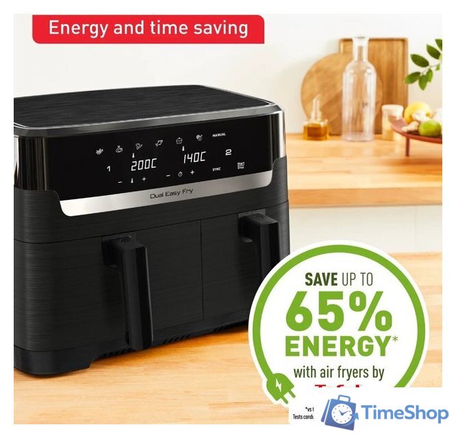 Аэрогриль (аэрофритюрница) Tefal Dual Easy Fry Essential XXL Air Fryer EY901N (черный) - Изображение №3 — Интернет-магазин Time-Shop