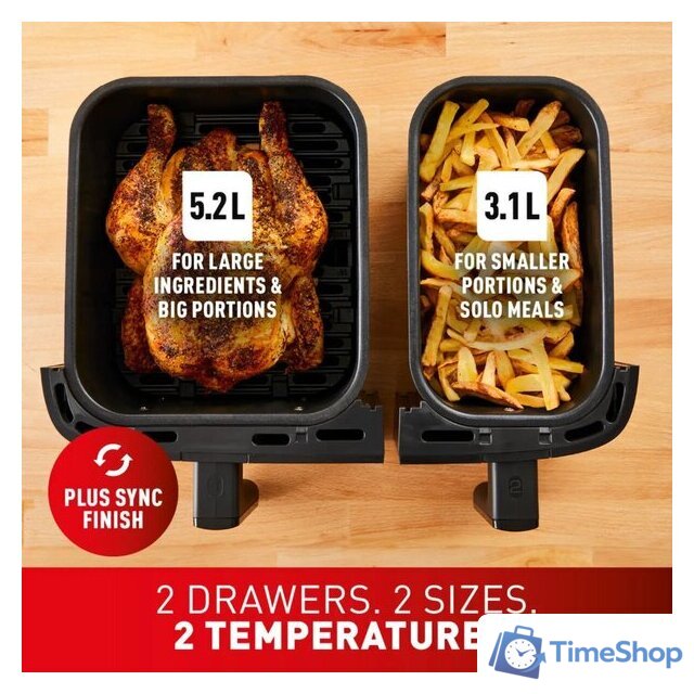 Аэрогриль (аэрофритюрница) Tefal Dual Easy Fry Essential XXL Air Fryer EY901N (черный) - Изображение №4 — Интернет-магазин Time-Shop