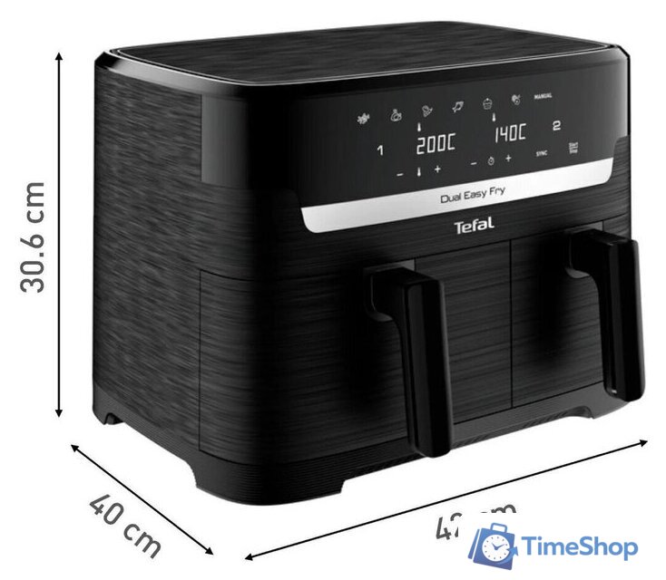 Аэрогриль (аэрофритюрница) Tefal Dual Easy Fry Essential XXL Air Fryer EY901N (черный) - Изображение №2 — Интернет-магазин Time-Shop