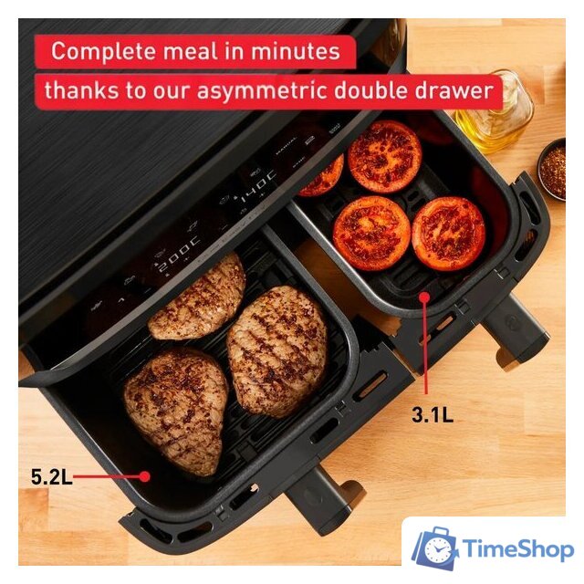 Аэрогриль (аэрофритюрница) Tefal Dual Easy Fry Essential XXL Air Fryer EY901N (черный) - Изображение №5 — Интернет-магазин Time-Shop