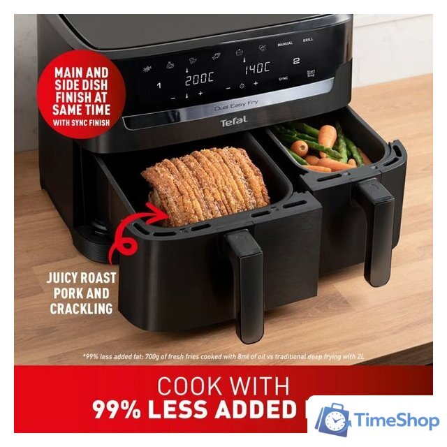Аэрогриль (аэрофритюрница) Tefal Dual Easy Fry Essential XXL Air Fryer EY901N (черный) - Изображение №7 — Интернет-магазин Time-Shop