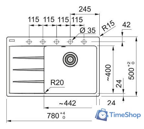 Кухонная мойка Franke Centro CNG 611-78 TL 114.0740.848 (оникс) - Изображение №3 — Интернет-магазин Time-Shop