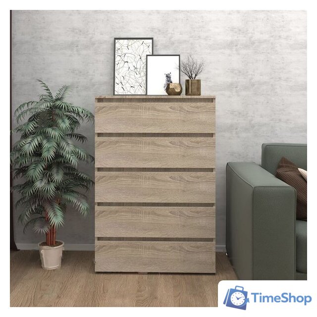 Комод Кортекс-мебель Бари 80 5ш (дуб сонома/дуб сонома/дуб сонома) - Изображение №3 — Интернет-магазин Time-Shop