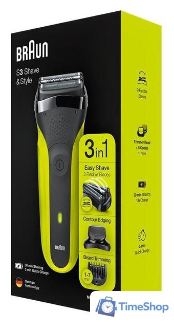 Электробритва Braun Series 3 Shave&Style 300BT (зеленый) - Изображение №8 — Интернет-магазин Time-Shop