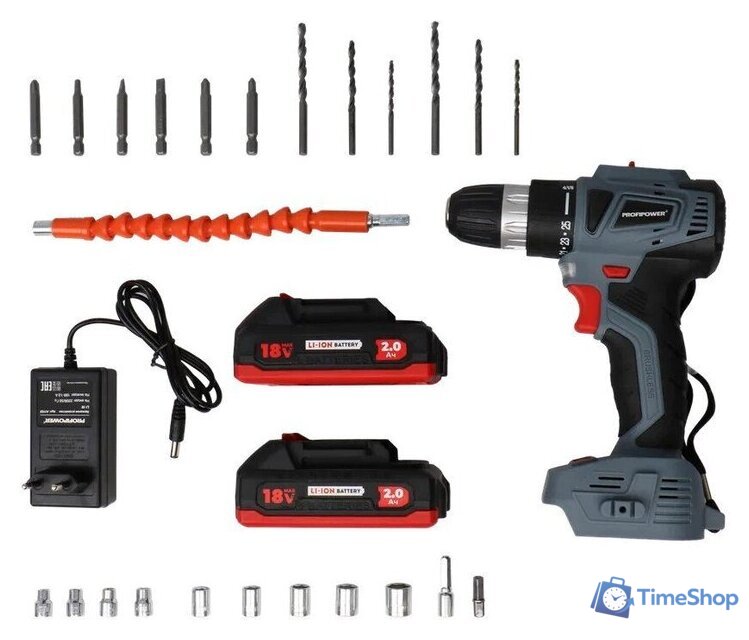 Дрель-шуруповерт Profipower MKBL-18BT (с 2-мя АКБ, кейс, набор оснастки) - Изображение №1 — Интернет-магазин Time-Shop