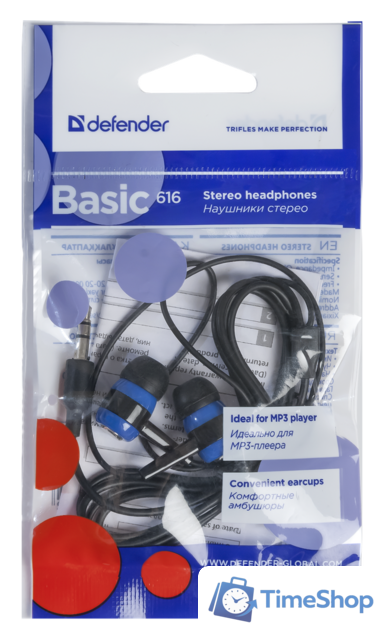 Наушники Defender Basic 616 (синий/черный) [63616] - Изображение №2 — Интернет-магазин Time-Shop