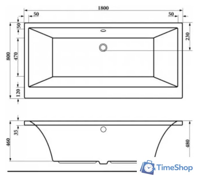 Ванна Alba Spa Kero 180x80 - Изображение №2 — Интернет-магазин Time-Shop