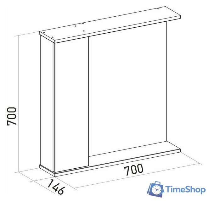  Mixline Шкаф с зеркалом для ванной Лайн 70 553015 (левый, с подсветкой) - Изображение №4 — Интернет-магазин Time-Shop