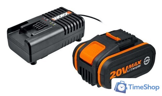 Аккумулятор с зарядным устройством Worx WA3604 (20В/4.0 Ah + 20В) - Изображение №1 — Интернет-магазин Time-Shop