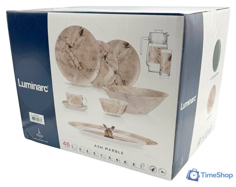 Столовый сервиз Luminarc Ash Marble V8583 (46пр) - Изображение №2 — Интернет-магазин Time-Shop