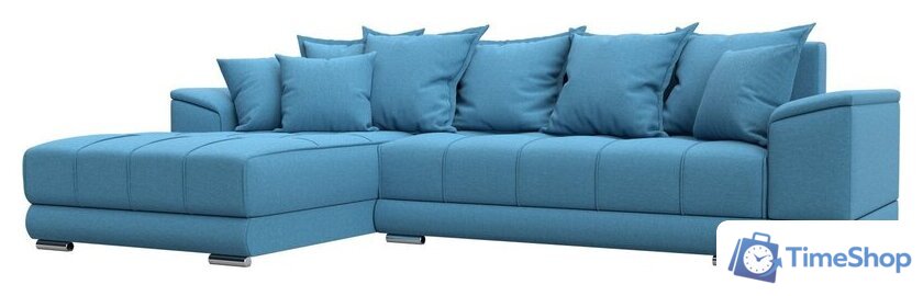 Угловой диван Лига диванов НордСтар левый 123502L (рогожка амур голубой) - Изображение №1 — Интернет-магазин Time-Shop