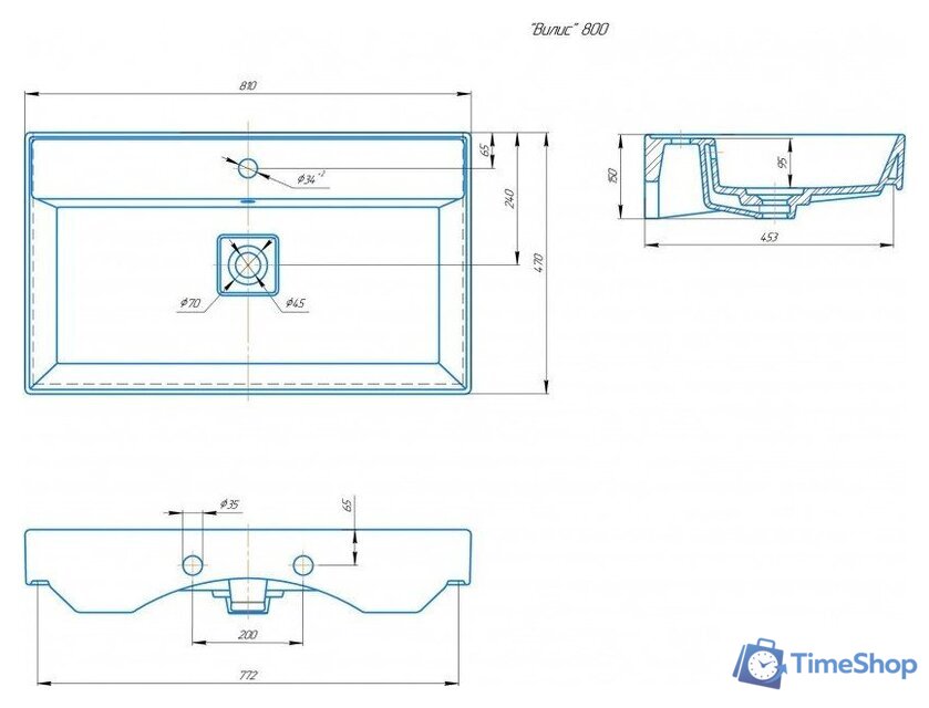 Умывальник Kirovit Вилис 800 4610119205126 - Изображение №5 — Интернет-магазин Time-Shop