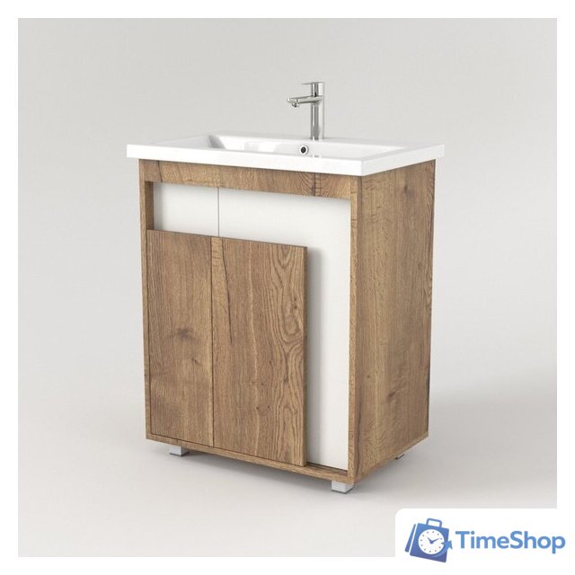 Дабер Тумба под умывальник 015 70 Т15.7.0.21 (дуб галифакс/белый) - Изображение №2 — Интернет-магазин Time-Shop