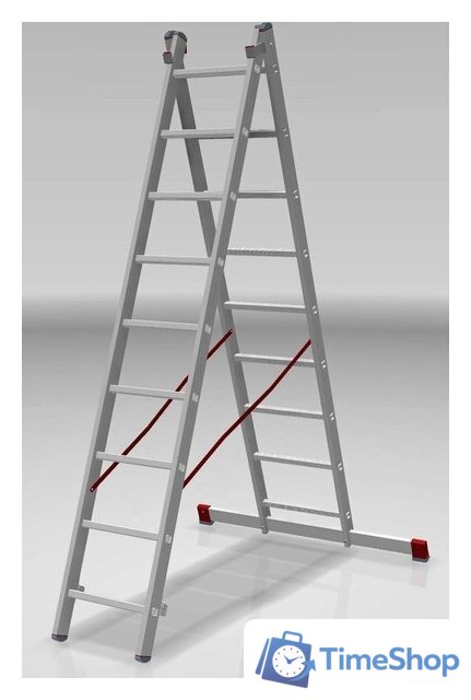 Лестница-стремянка Новая высота NV 522 двухсекционная индустриальная 2x9 ступеней - Изображение №3 — Интернет-магазин Time-Shop
