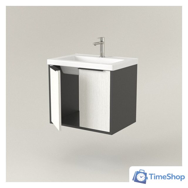  Дабер Тумба под умывальник 018 Тобага/Эридан/Артвин 60 Т18.6Т.0.20Ч (белый древесный/серый/черный) - Изображение №2 — Интернет-магазин Time-Shop