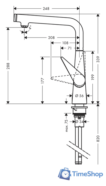 Смеситель Hansgrohe Talis Select S 72820000 - Изображение №2 — Интернет-магазин Time-Shop