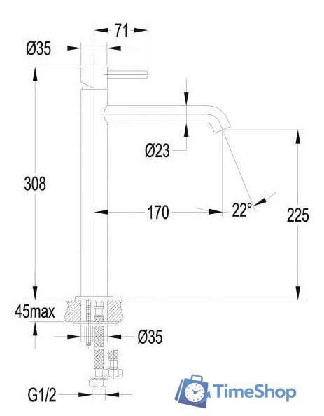 Смеситель Omnires Y Y1212 BL GL - Изображение №2 — Интернет-магазин Time-Shop