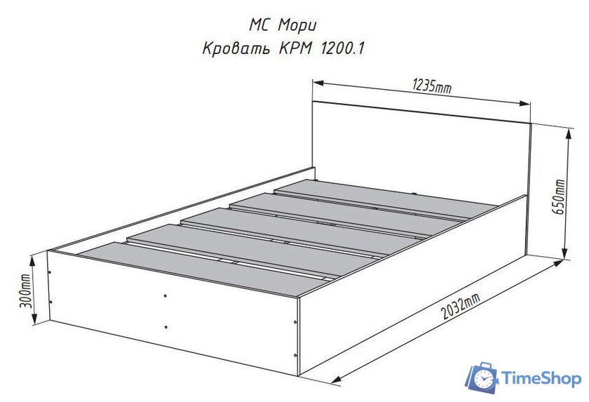 Кровать ДСВ Мори КРМ 1200.1 (графит) - Изображение №2 — Интернет-магазин Time-Shop