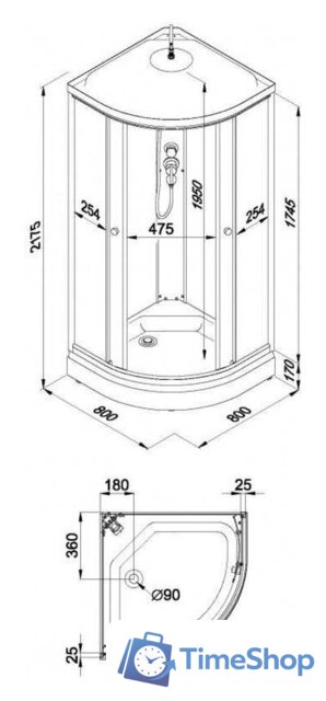 Душевая кабина Maroni Air SR80L-GLS-DN4 Щ0000051354 - Изображение №2 — Интернет-магазин Time-Shop