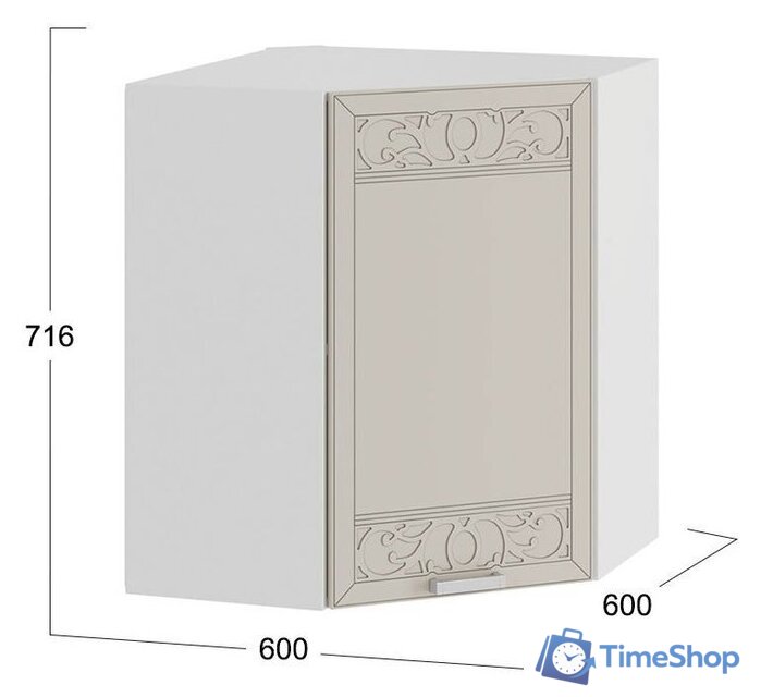 Шкаф навесной Трия Долорес 1В6У (белый/крем) - Изображение №3 — Интернет-магазин Time-Shop