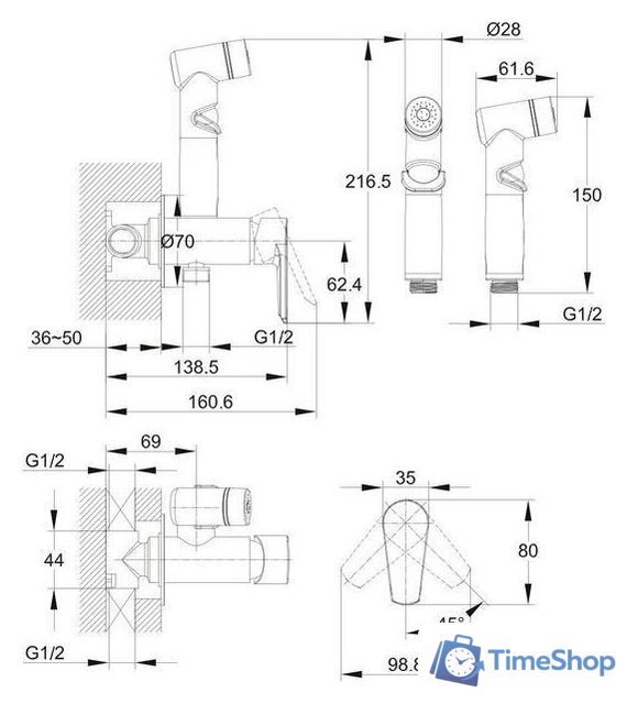 Гигиенический душ Cersanit Vero A64106 - Изображение №7 — Интернет-магазин Time-Shop