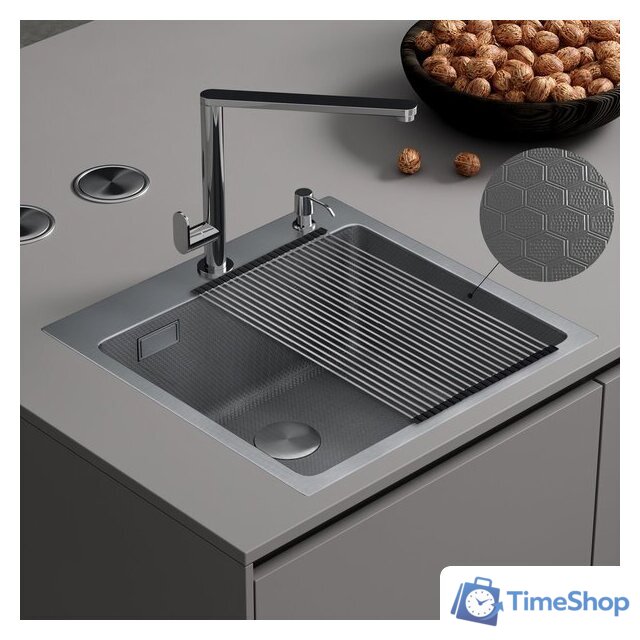 Кухонная мойка Roxen Snake 560220-45-S сатин/текстурная поверхность (с ролл-матом и дозатором) - Изображение №2 — Интернет-магазин Time-Shop