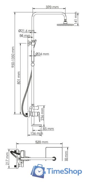 Душевая система  Wasserkraft A18401 - Изображение №2 — Интернет-магазин Time-Shop