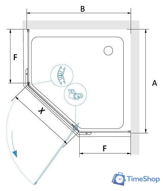 Душевой уголок RGW PA-82 41088200-11 100x100 (хром/прозрачное стекло) - Изображение №2 — Интернет-магазин Time-Shop