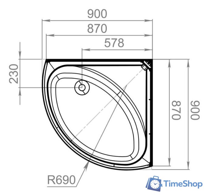 Душевая кабина Domani-Spa Simple High 90x90 (прозрачное стекло/белый) - Изображение №3 — Интернет-магазин Time-Shop