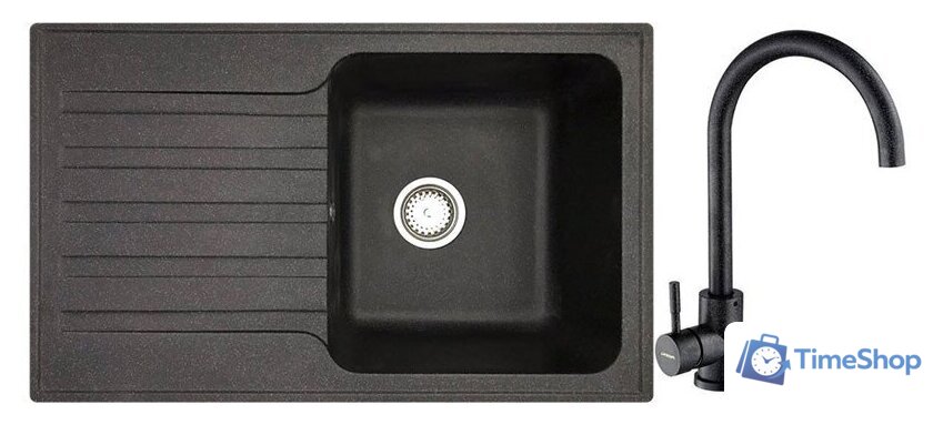 Кухонная мойка БелЭворс Styl R + смеситель W4998-3-22 (черный) - Изображение №1 — Интернет-магазин Time-Shop
