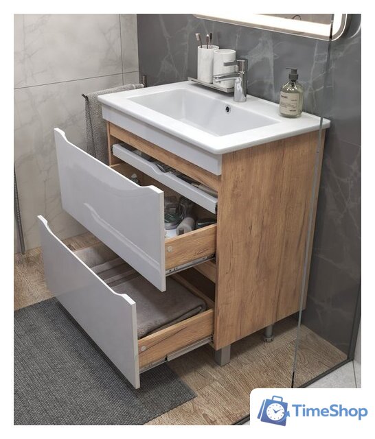  Vigo Тумба под умывальник Grani 750-0-2 Оскар (дуб золотой) - Изображение №4 — Интернет-магазин Time-Shop