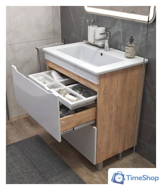  Vigo Тумба под умывальник Grani 750-0-2 Оскар (дуб золотой) - Изображение №5 — Интернет-магазин Time-Shop