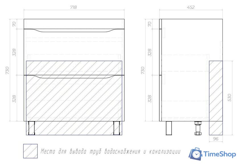  Vigo Тумба под умывальник Grani 750-0-2 Оскар (дуб золотой) - Изображение №8 — Интернет-магазин Time-Shop