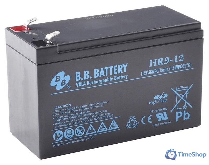 Аккумулятор для ИБП B.B. Battery HR9-12 (12В/8 А·ч) - Изображение №1 — Интернет-магазин Time-Shop