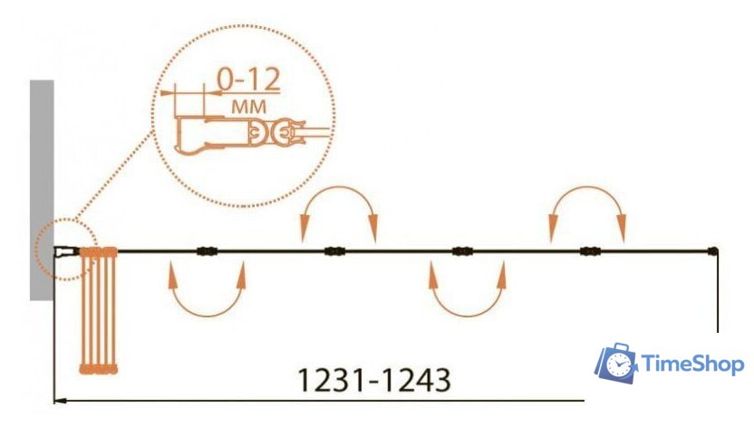 Стеклянная шторка для ванны Cezares RELAX-V-5-120/140-P-Bi-R - Изображение №2 — Интернет-магазин Time-Shop