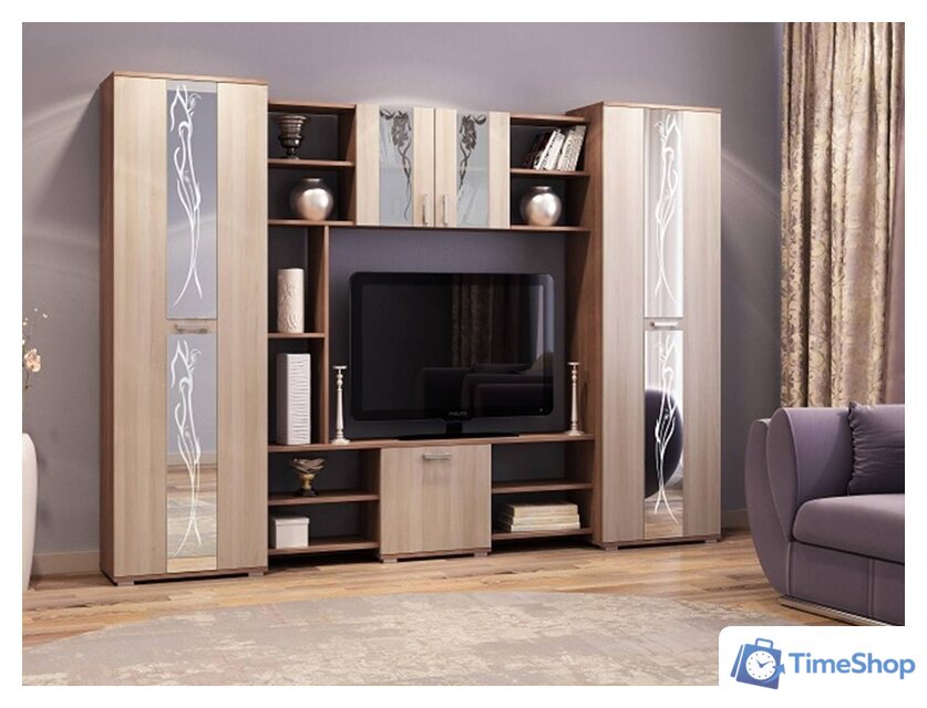 Стенка Памир Прага (ясень шимо темный-ясень шимо светлый) - Изображение №1 — Интернет-магазин Time-Shop