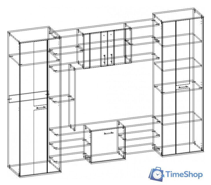 Стенка Памир Прага (ясень шимо темный-ясень шимо светлый) - Изображение №3 — Интернет-магазин Time-Shop