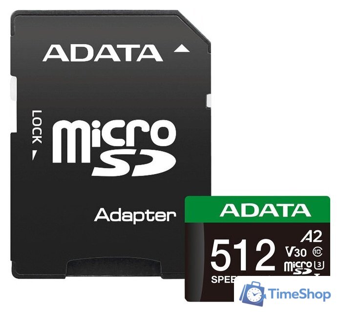 Карта памяти ADATA SPEED PLUS microSDXC 512GB UD512GUI3V30A2SP-RA1 (с адаптером) - Изображение №1 — Интернет-магазин Time-Shop