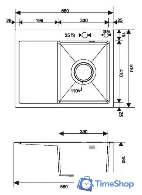 Кухонная мойка РМС MRK-5851BL-R (с дозатором) - Изображение №4 — Интернет-магазин Time-Shop