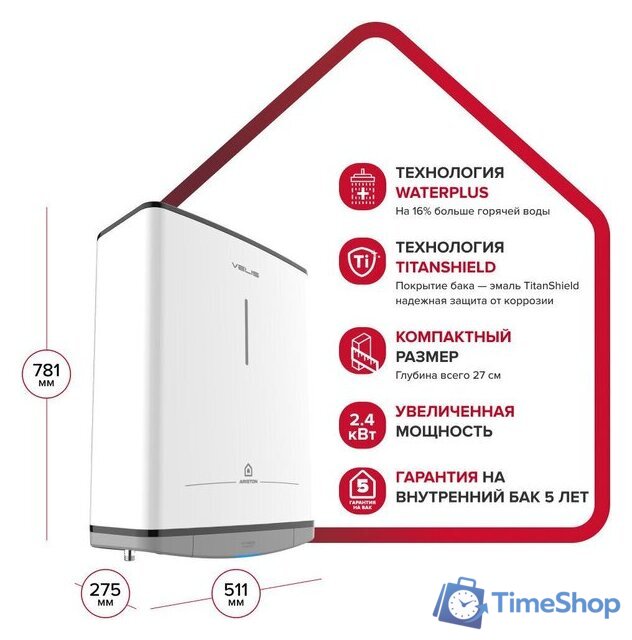 Накопительный электрический водонагреватель Ariston Velis Style R 50 - Изображение №2 — Интернет-магазин Time-Shop