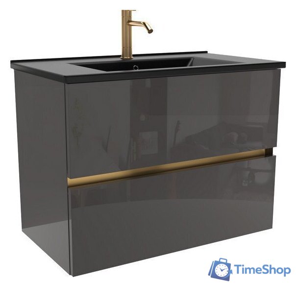  ЗОВ Тумба под умывальник Лира 100 L100MWFMLGVG (графель глянец) - Изображение №2 — Интернет-магазин Time-Shop